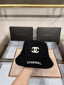 Replica Womens Hats Chanel CC Logo Cotton Bucket Cap Hat Black A190PP100 AA182216