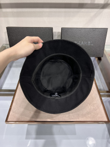 Replica Womens Hats Chanel CC Logo Cotton Bucket Cap Hat Black A190PP100 AA182216