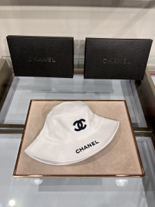 Replica Womens Hats Chanel CC Logo Cotton Bucket Cap Hat White A190PP100 AA182217