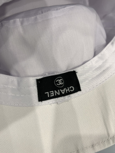 Replica Womens Hats Chanel CC Logo Cotton Bucket Cap Hat White A190PP100 AA182217