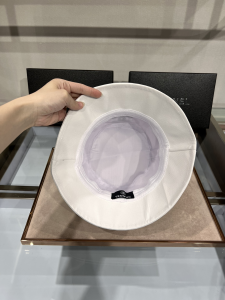 Replica Womens Hats Chanel CC Logo Cotton Bucket Cap Hat White A190PP100 AA182217