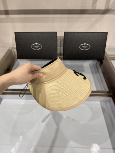 Replica Womens Hats Chanel CC Logo Raffia Visor Cap Hat Beige A190PP100 AA182212