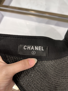 Replica Womens Hats Chanel CC Logo Raffia Visor Cap Hat Black A190PP100 AA182213