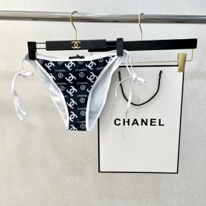 Replica Free Gift Chanel Black CC Logo Cotton Swimsuit Bikini SML A123PP105 AA182323