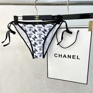 Replica Free Gift Chanel White CC Logo Cotton Swimsuit Bikini SML A123PP105 AA182322