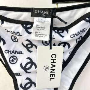 Replica Free Gift Chanel White CC Logo Cotton Swimsuit Bikini SML A123PP105 AA182322