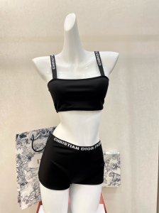 Dior Black Jadior Cotton Swimsuit Bikini 