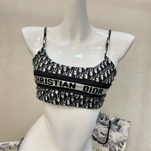 Replica Free Gift Dior Oblique Cotton Swimsuit Bikini Black SML A123PP105 AA182308