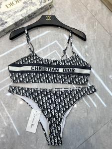Replica Free Gift Dior Oblique Cotton Swimsuit Bikini Black SML A123PP105 AA182308