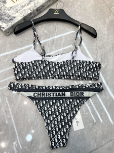 Replica Free Gift Dior Oblique Cotton Swimsuit Bikini Black SML A123PP105 AA182308