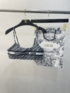 Replica Free Gift Dior Oblique Cotton Swimsuit Bikini Black SML A123PP105 AA182308