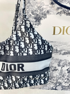 Replica Free Gift Dior Oblique Cotton Swimsuit Bikini Black SML A123PP105 AA182308