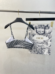Replica Free Gift Dior Oblique Cotton Swimsuit Bikini Black SML A123PP105 AA182308