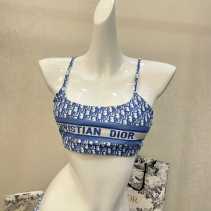 Replica Free Gift Dior Oblique Cotton Swimsuit Bikini Blue SML A123PP105 AA182310