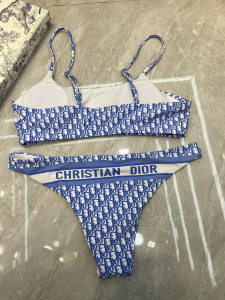 Replica Free Gift Dior Oblique Cotton Swimsuit Bikini Blue SML A123PP105 AA182310