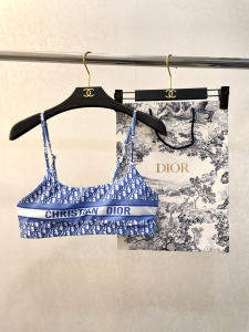 Replica Free Gift Dior Oblique Cotton Swimsuit Bikini Blue SML A123PP105 AA182310