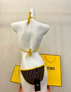 Replica Free Gift Fendi FF Logo Cotton Swimsuit Bikini SML A123PP105 AA182317