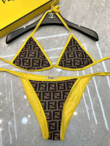 Replica Free Gift Fendi FF Logo Cotton Swimsuit Bikini SML A123PP105 AA182317