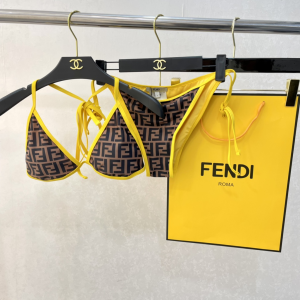 Replica Free Gift Fendi FF Logo Cotton Swimsuit Bikini SML A123PP105 AA182317