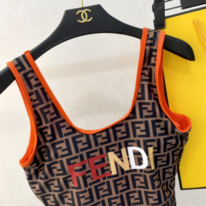 Replica Free Gift Fendi FF Logo Cotton Swimsuit Bikini SML A123PP105 AA182318