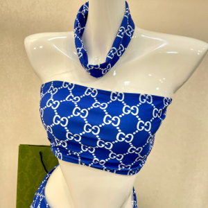 Replica Free Gift Gucci Blue GG Cotton Swimsuit Bikini SML A123PP105 AA182321