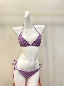 Gucci GG Cotton Swimsuit Bikini Purple 