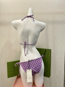 Replica Free Gift Gucci GG Cotton Swimsuit Bikini Purple SML A123PP105 AA182311
