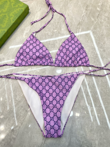 Replica Free Gift Gucci GG Cotton Swimsuit Bikini Purple SML A123PP105 AA182311