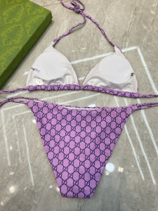 Replica Free Gift Gucci GG Cotton Swimsuit Bikini Purple SML A123PP105 AA182311