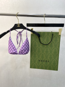 Replica Free Gift Gucci GG Cotton Swimsuit Bikini Purple SML A123PP105 AA182311