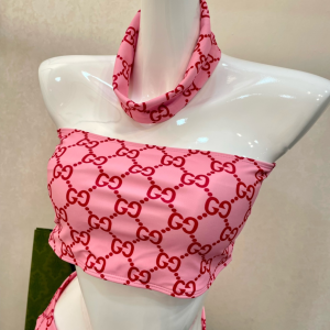 Replica Free Gift Gucci Pink GG Cotton Swimsuit Bikini SML A123PP105 AA182320