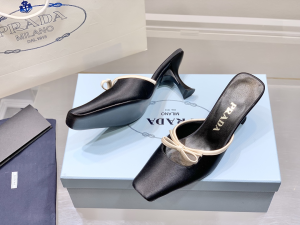 Replica Womens Shoes Prada Bow Satin Heeled Mule in Black 35 To 41 A151PP480 AA182345