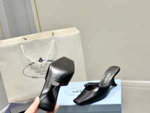 Replica Womens Shoes Prada Bow Satin Heeled Mule in Black 35 To 41 A151PP480 AA182347