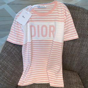 Dior Pink White Stripes Cotton T Shirt 