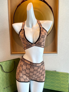 Gucci GG Logo Swimsuit Bikini Browm 