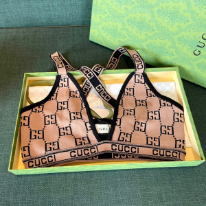 Replica Womens Clothing Gucci GG Logo Swimsuit Bikini Browm SML A123PP180 AA182542