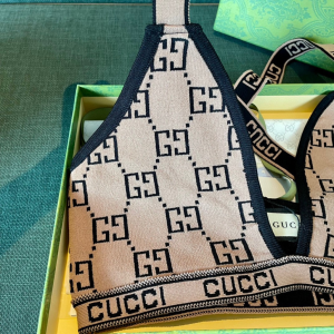 Replica Womens Clothing Gucci GG Logo Swimsuit Bikini Browm SML A123PP180 AA182542