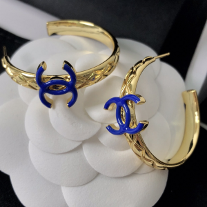 Chanel Gold Blue CC Earrings AB8368 