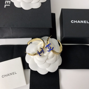 Replica Womens Jewelry Chanel Gold Blue CC Earrings AB8368 A39PP130 AA182480