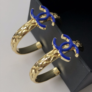 Replica Womens Jewelry Chanel Gold Blue CC Earrings AB8368 A39PP130 AA182480