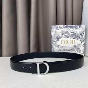 Dior 2022 D Buckle Black Leather Belt 35MM 