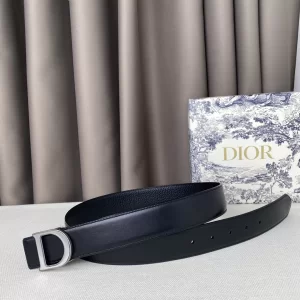 Replica Womens Belts Dior 2022 D Buckle Black Leather Belt 35MM A175PP240 AA183060
