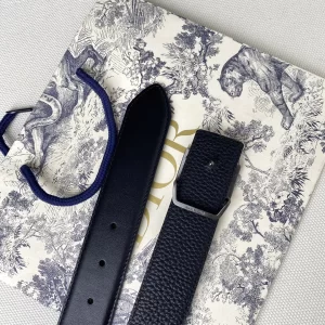 Replica Womens Belts Dior 2022 D Buckle Black Leather Belt 35MM A175PP240 AA183060