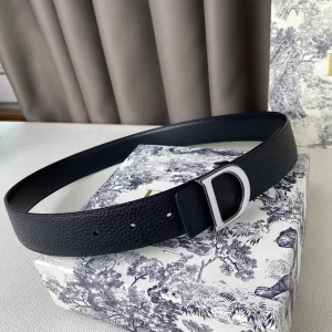 Replica Womens Belts Dior 2022 D Buckle Black Leather Belt 35MM A175PP240 AA183060
