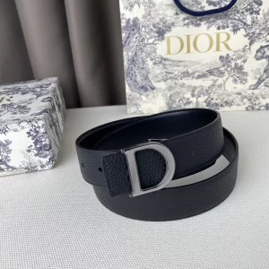 Replica Womens Belts Dior 2022 D Buckle Black Leather Belt 35MM A175PP240 AA183060