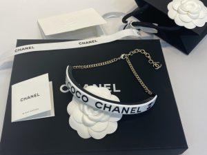 Chanel White Black Gold Coco Choker AB8493 