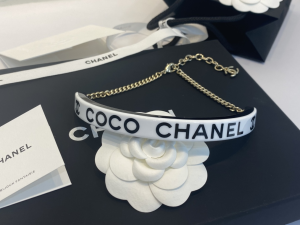 Replica Womens Jewelry Chanel White Black Gold Coco Choker AB8493 A39PP180 AA182899
