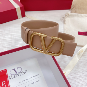 Replica Womens Belts Valentino Vlogo Leather Belt in Beige 40MM A175PP240 AA183362