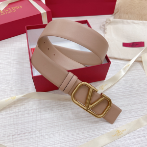 Replica Womens Belts Valentino Vlogo Leather Belt in Beige 40MM A175PP240 AA183362