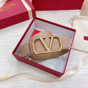 Replica Womens Belts Valentino Vlogo Leather Belt in Beige 40MM A175PP240 AA183362